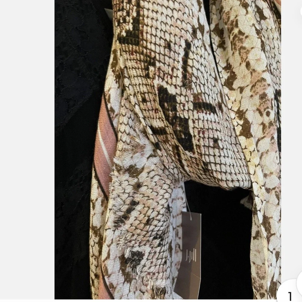 J. Jill Pink and Brown Snake-Print Scarf New with Tag